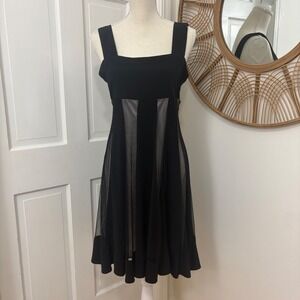 R&M Richards Y2K Sheer Panel Cocktail Dress M Glitter Mesh Whimsigoth Party Glam